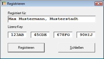 Screenshot der Registrierung