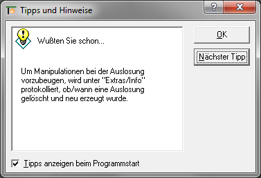 Screenshot  Tipps & Hinweise (Losprotokoll)