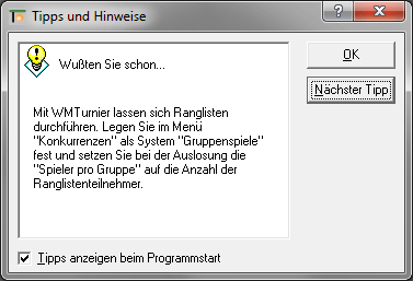 Screenshot  Tipps & Hinweise (Ranglisten)